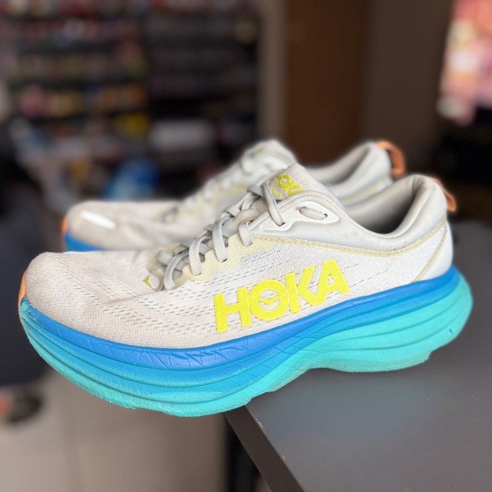 Hoka Bondi 8 Mens 10 D Gray Blue 1123202 IFBOB Running Shoes Cushion Sneakers